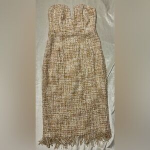 LPA tweed gold midi dress